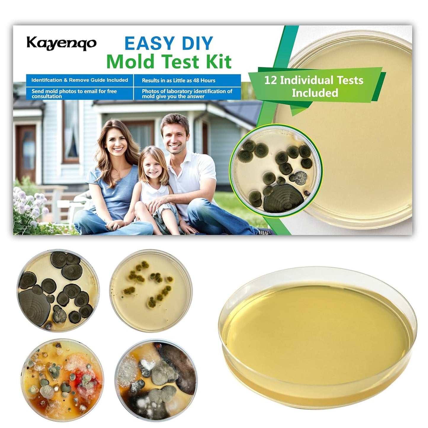 Mold Test Kit for Home - 12 Simple Detection Tests,Test HVAC System,Home Surfaces,& Indoor Air Quality Testing Kits,DIY Mold Detector at Home