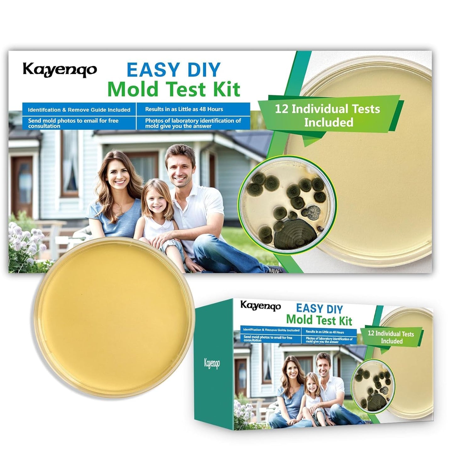 Mold Test Kit for Home - 12 Simple Detection Tests,Test HVAC System,Home Surfaces,& Indoor Air Quality Testing Kits,DIY Mold Detector at Home